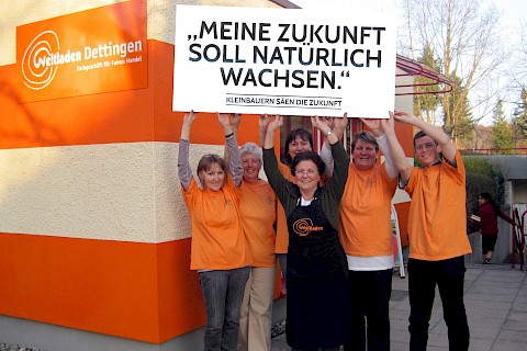 Weltladentag 2012 in Dettingen zum Motto "Kleinbauern säen die Zukunft"